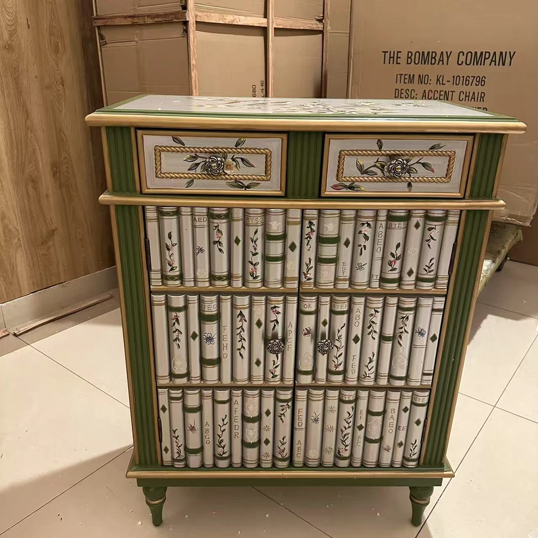 【欧美外单】两斗双门书本柜美式储藏法式斗柜玄关收纳柜餐边柜