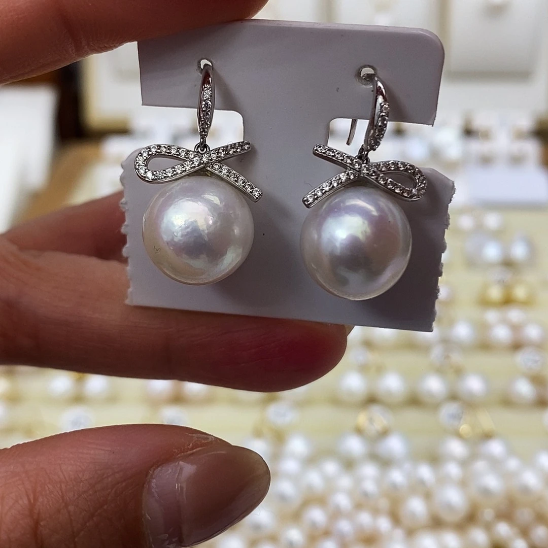 淡水珍珠耳饰银S925镶嵌