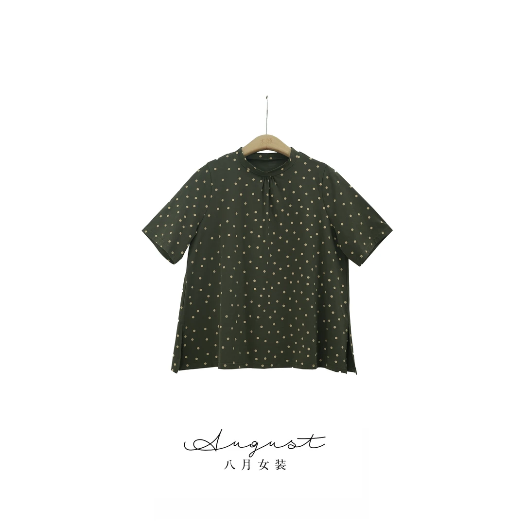 【BAYUE】3630时尚气质夏季圆领波点半袖宽松舒适百搭短款省钱风