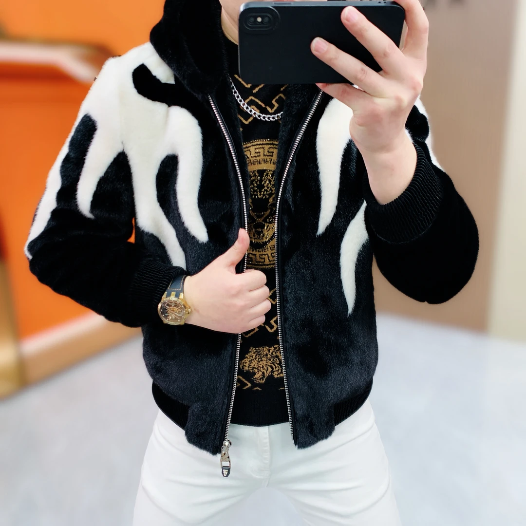 阿凯严选-篝火冬季新款男士连帽加厚北美大金雕时尚百搭外套夹克