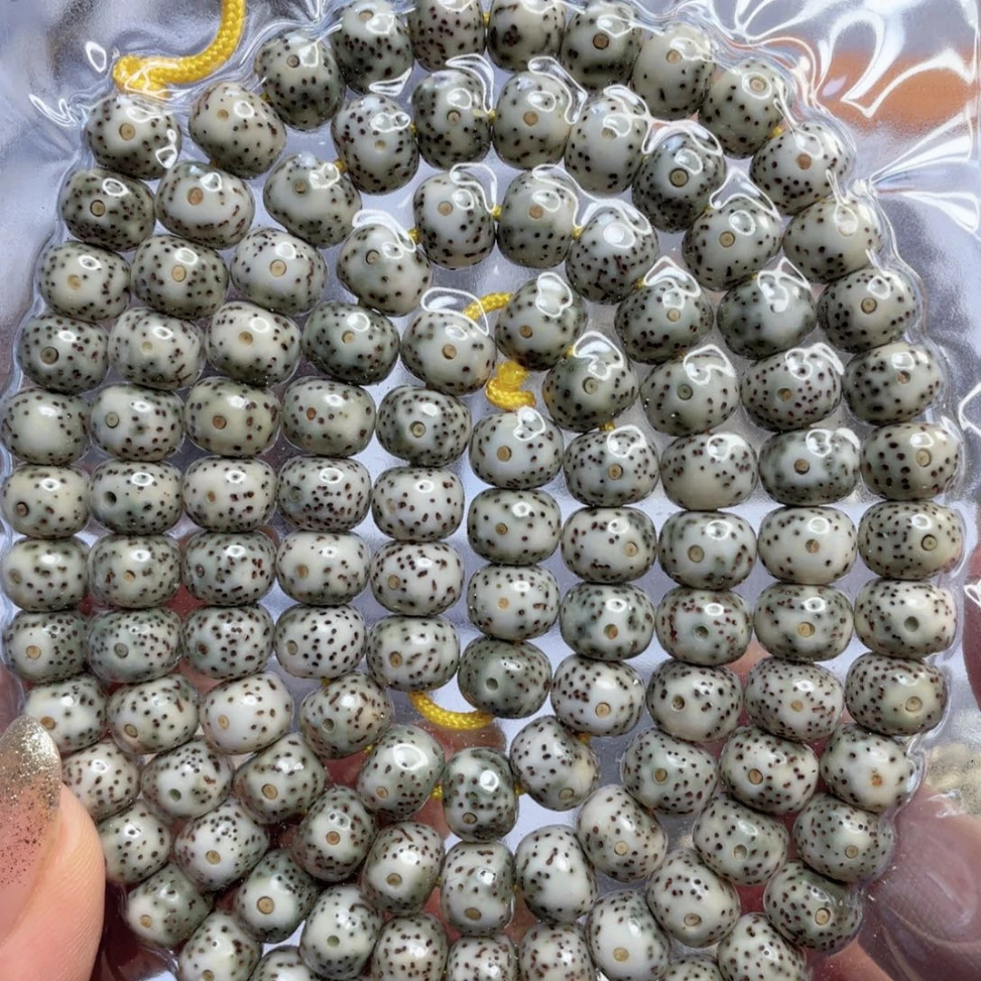 手串星月菩提石玉料青花藏式桶珠尺寸9