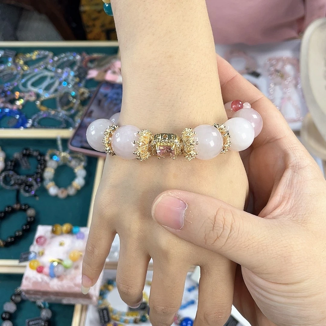 水晶手链银S925镀金镶嵌