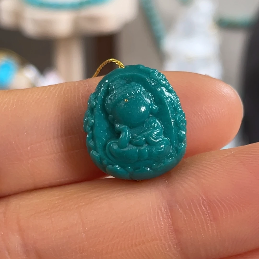绿松石未镶嵌套链玉化绿无相宝宝佛