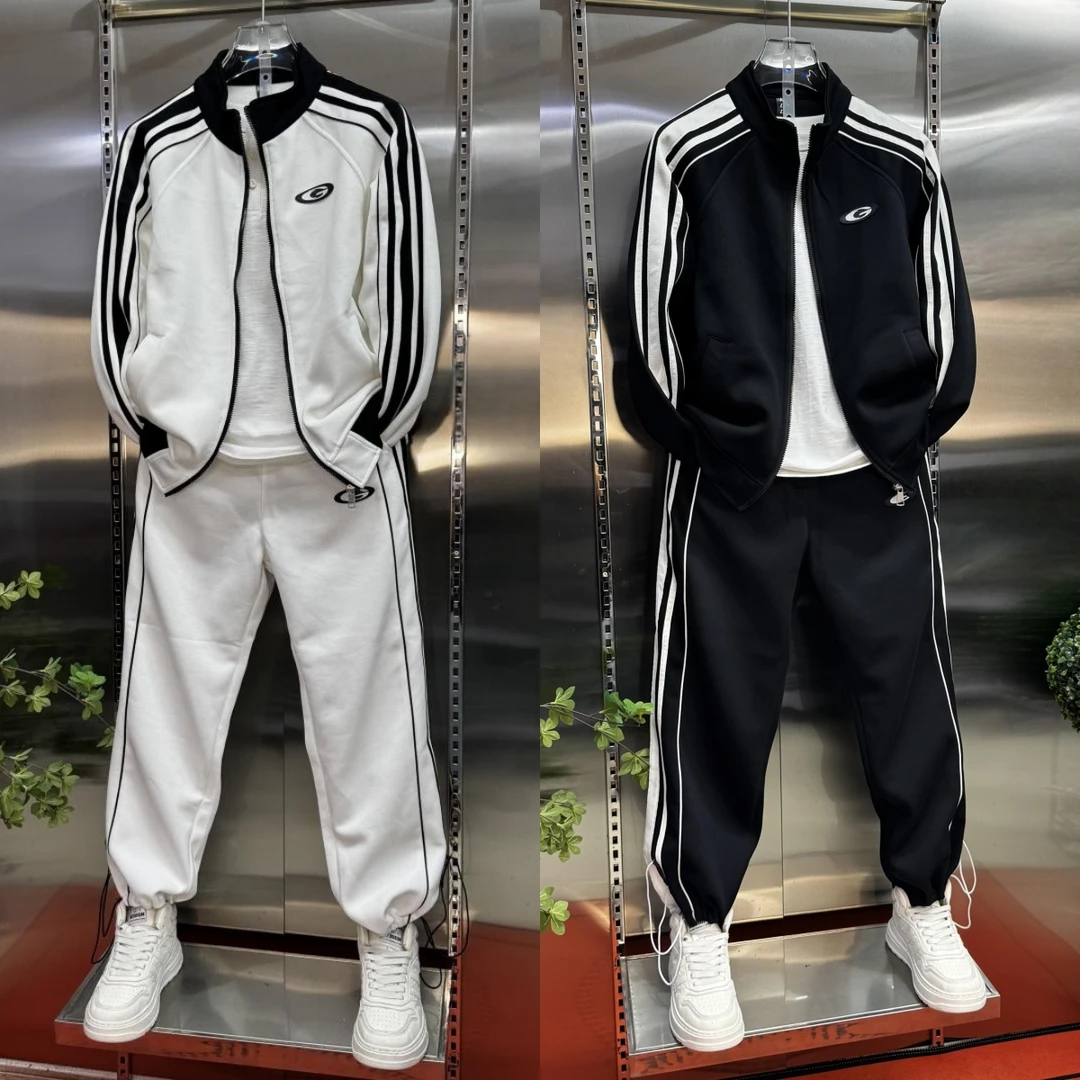 秋季男士休闲两件套时尚宽松卫衣卫裤套装学院风韩版运动服穿搭