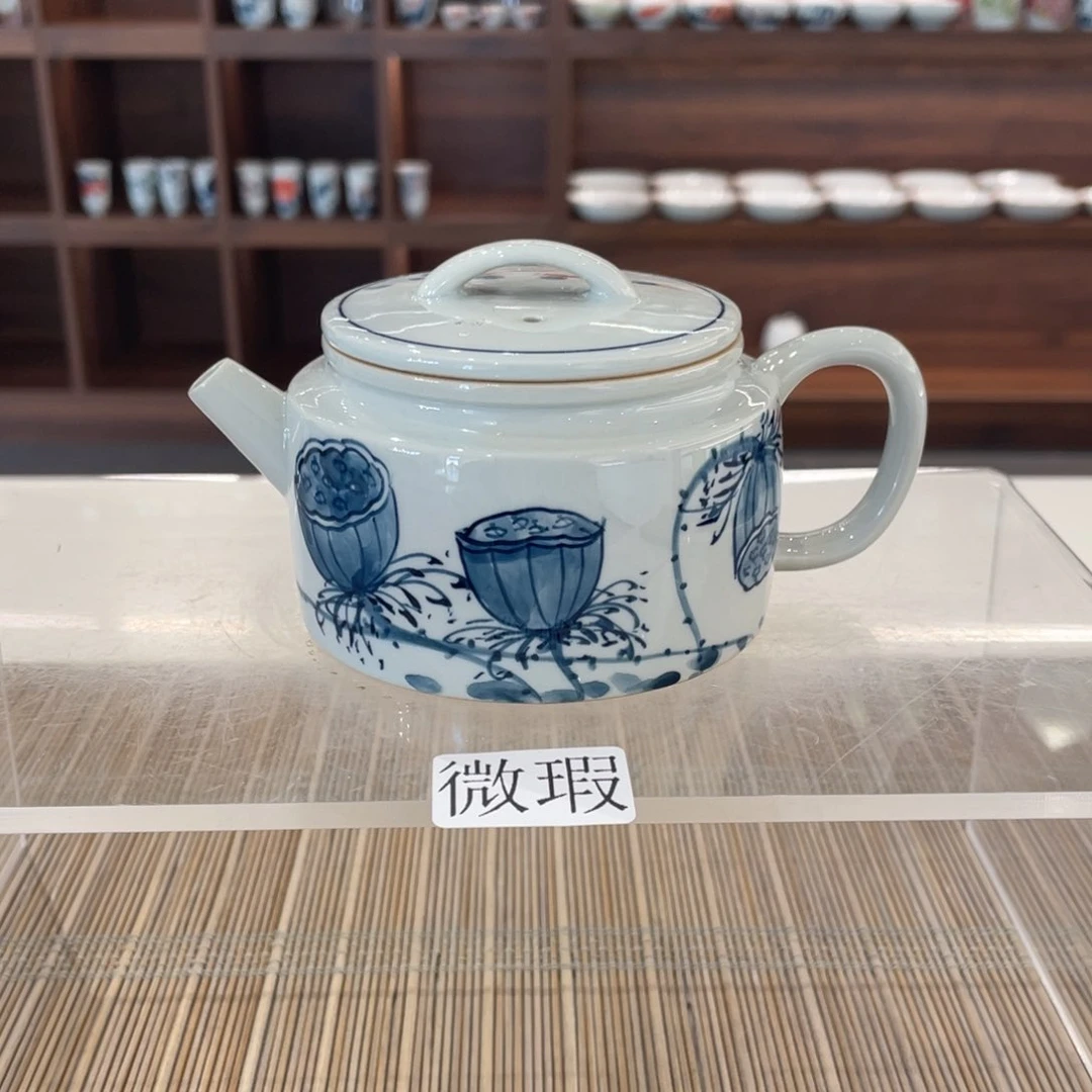 釉下手绘茶具微瑕