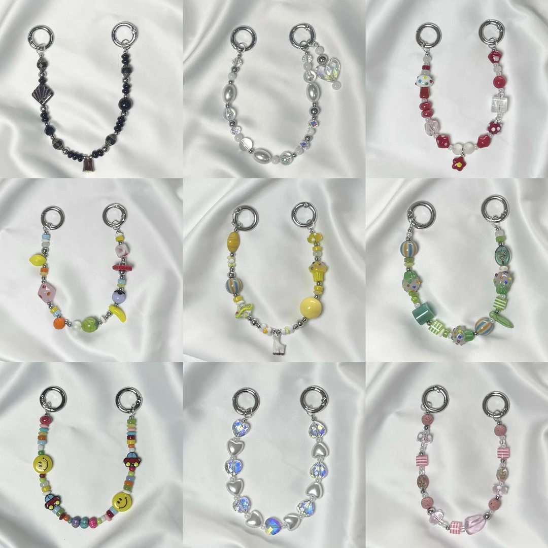 【野生原创挂件】新款多巴胺diy钥匙扣链治愈系挂链通用双扣手机链