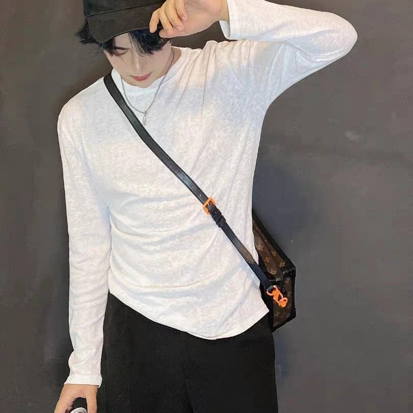 男士长袖T恤薄款冰丝防晒衣慵懒风宽松体t恤痞帅气2025新款打底衫