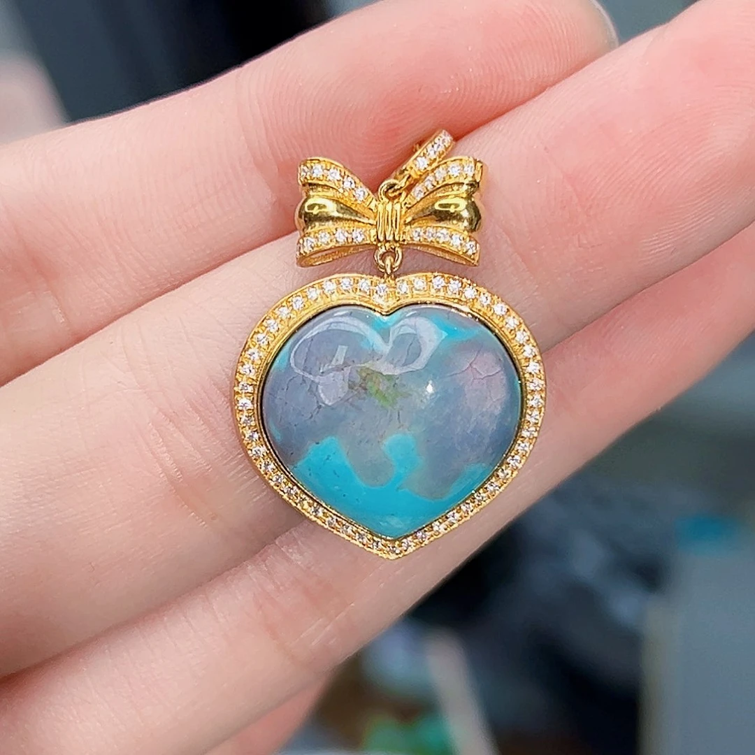 绿松石珠宝奇石18K金镶嵌