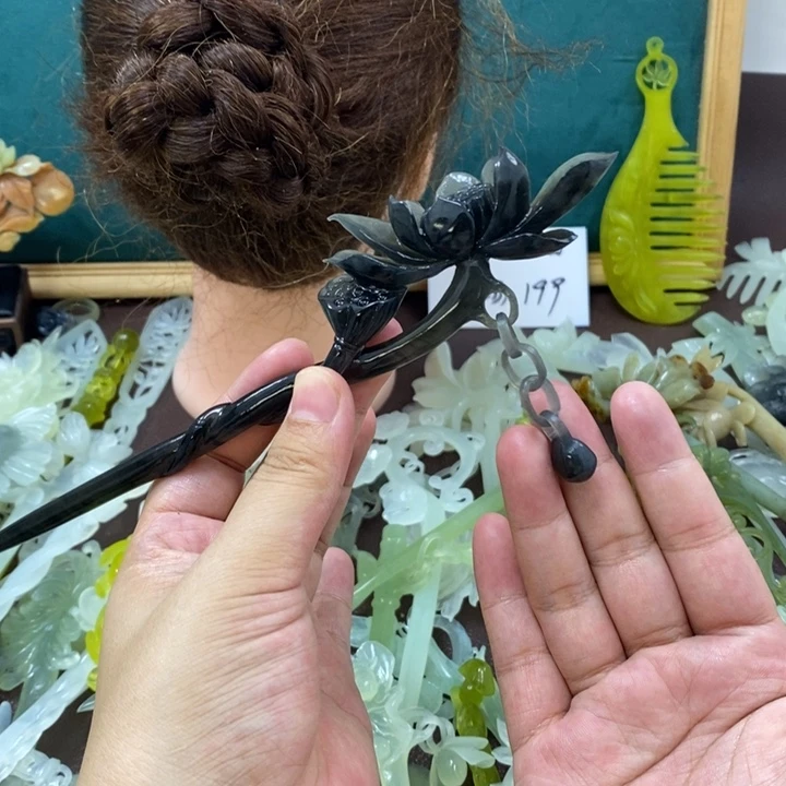 蛇纹石玉发饰未镶嵌你****?