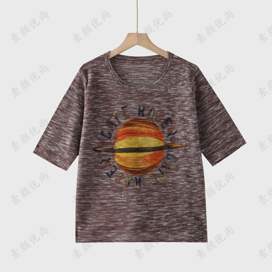 【素颜】2025春夏新款法国诺曼底小太阳色织麻五分袖上衣