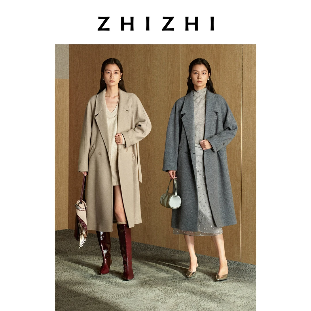 致知 情久长 挺阔翻领气质时尚秋冬长款毛呢外套ZZ2EWWWT148