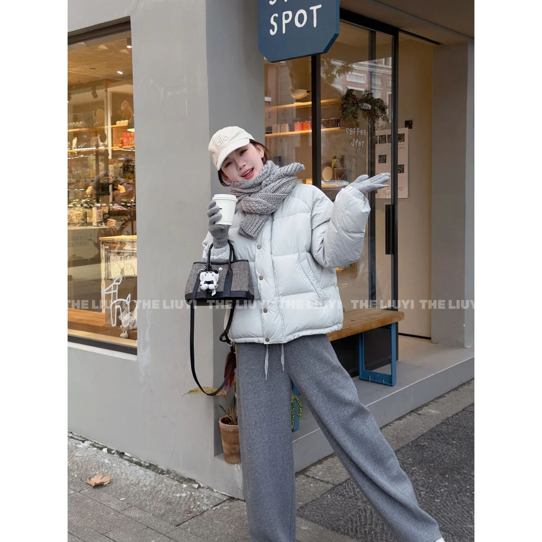 【LIUYI】暖面包~90白鸭绒立领撞色设计短款羽绒服外套512115
