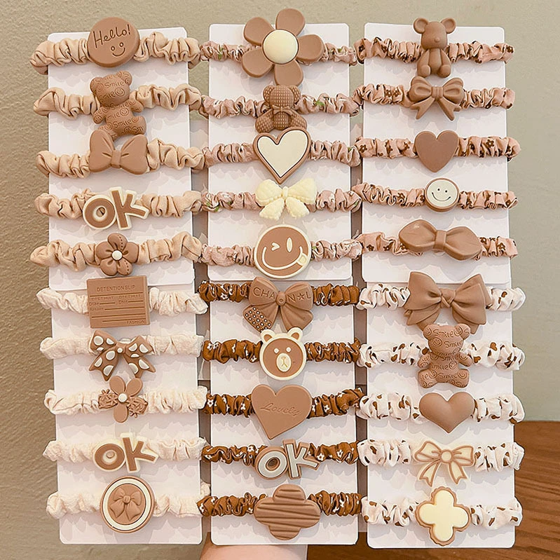 新款高级感奶咖头绳简约气质橡皮筋女扎头高弹力耐用发绳发圈皮套