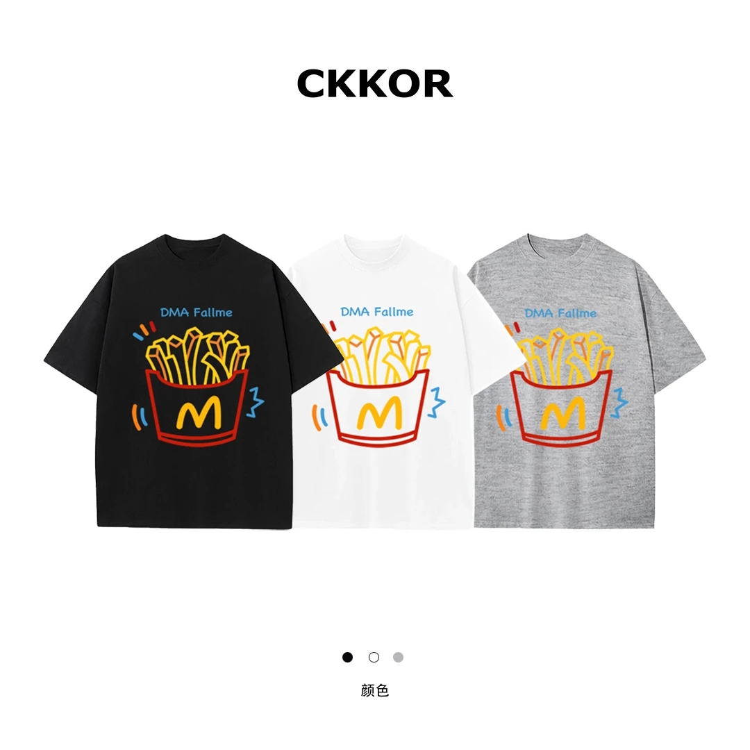 CKKOR夏季新款卡通印花短袖t恤女潮流百搭宽松显瘦纯棉圆领上衣服