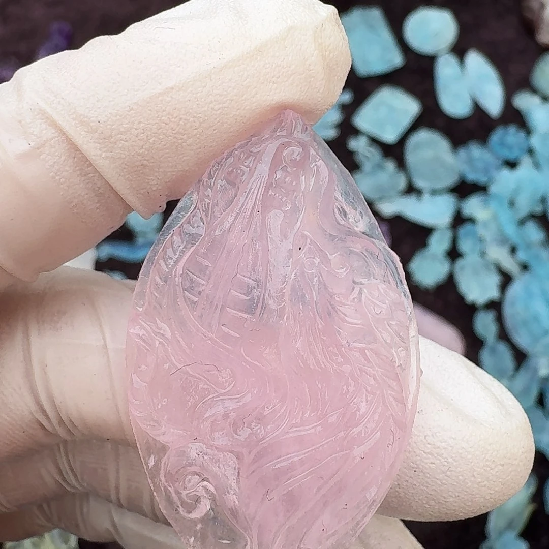 平***生水晶颈饰未镶嵌粉