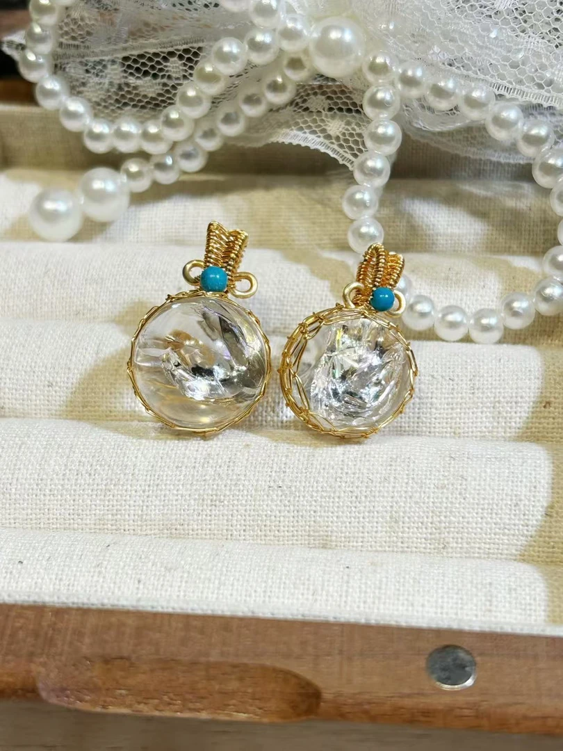 天然白水晶吊坠 白阿塞转运珠 手工绕线 多样性发其一气质轻奢