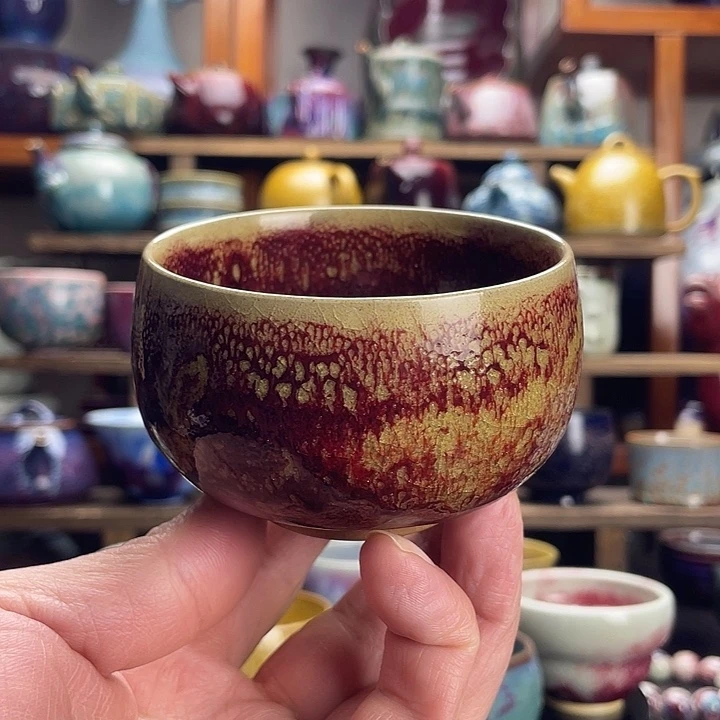 瓷杯子鸡油黄主人杯微瑕