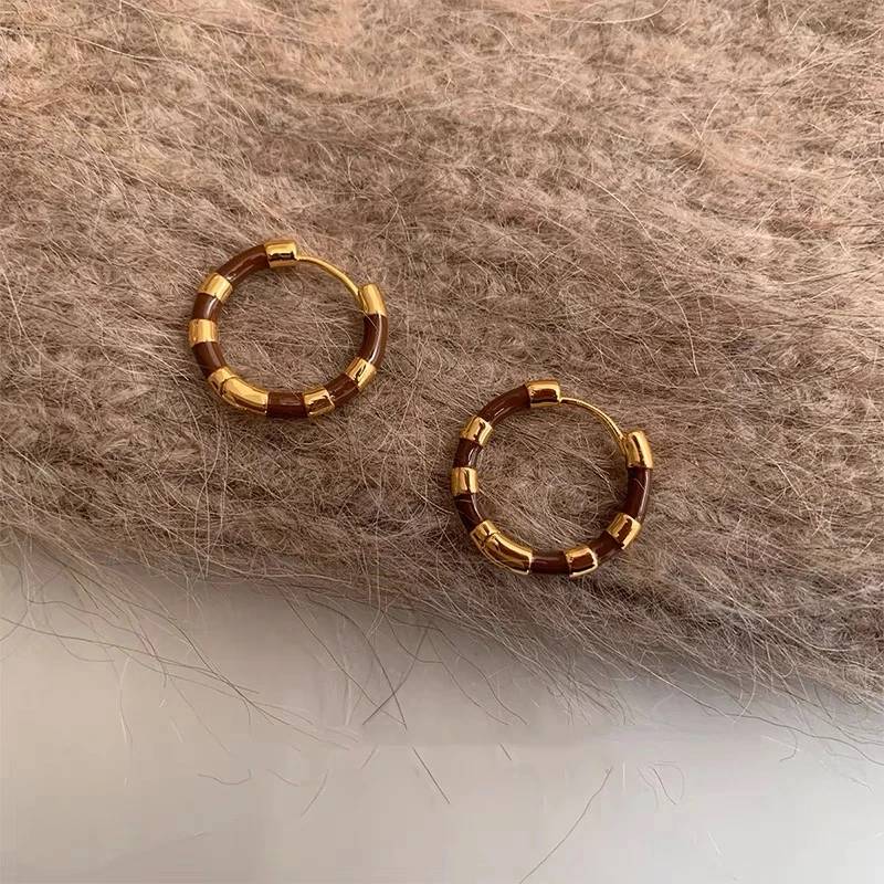 铜合金耳饰 珐琅撞色彩色时尚高级感耳环女小众设计感耳扣耳圈