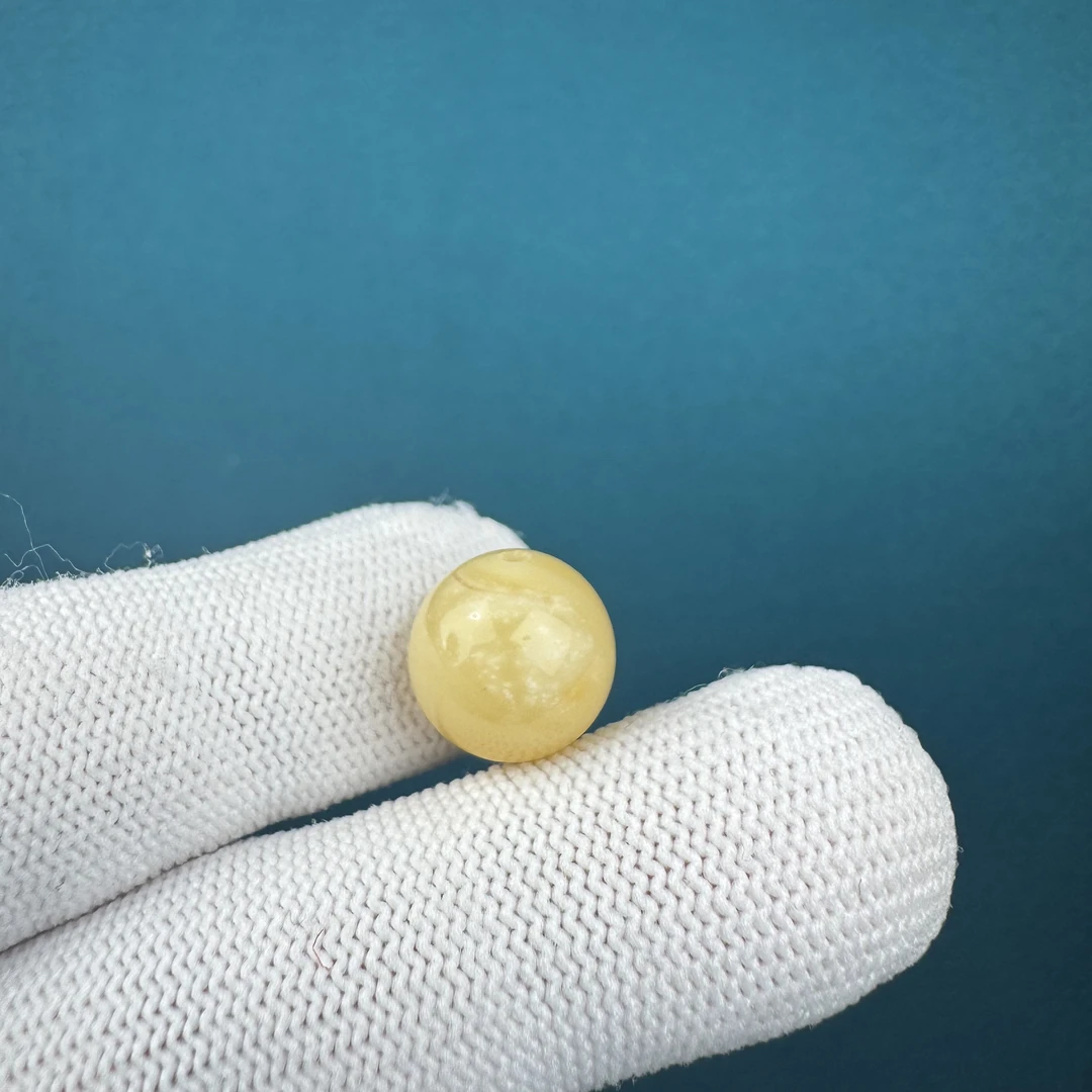 D4101[瑕疵]天然蜜蜡 圆珠12.8mm支持复检假一赔十