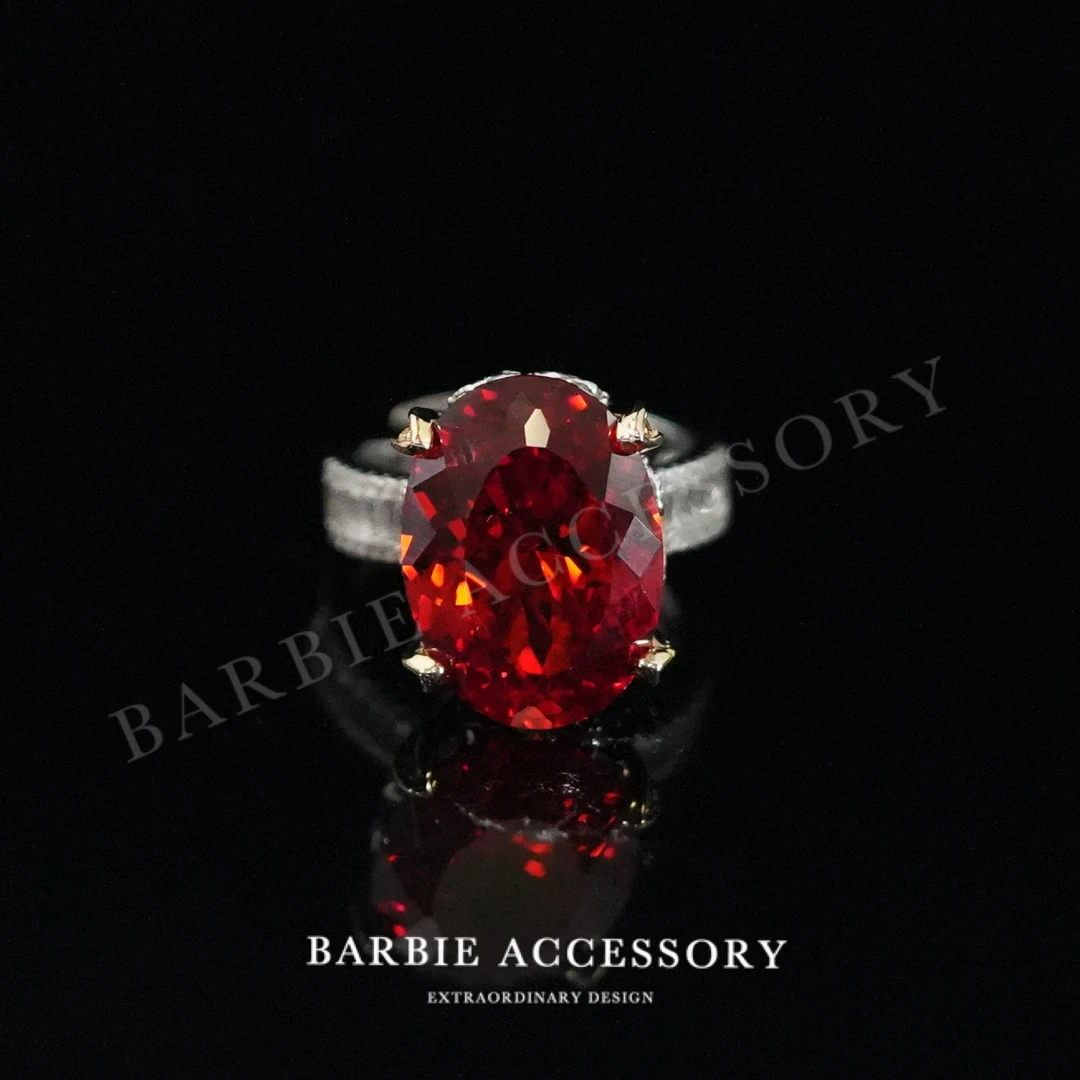 铜合金合成锆石戒指 【红星冰戒】复古法式设计款高级绝美百搭戒指