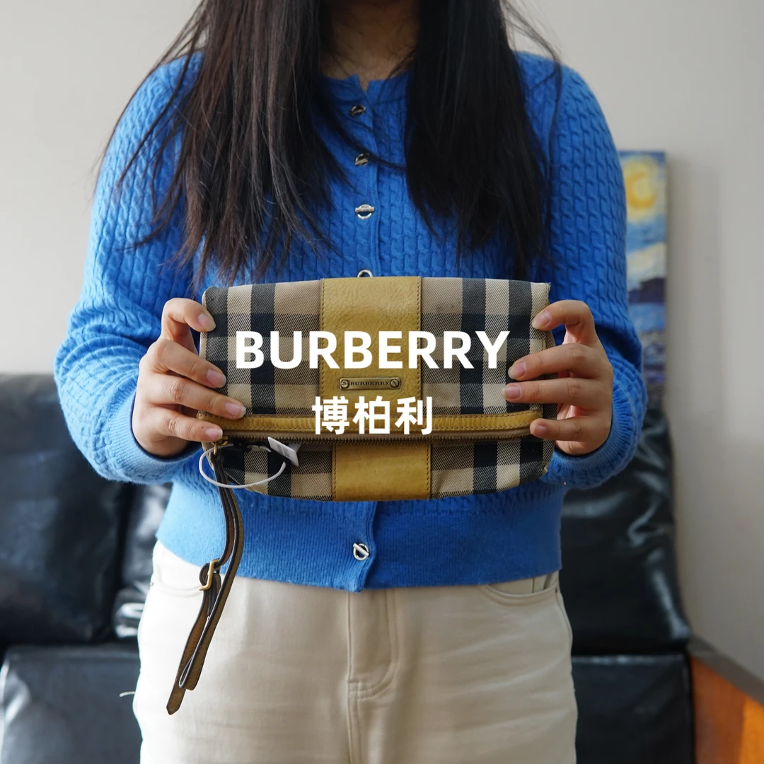 95新 BURBERRY/博柏利 巴宝莉/格纹拼皮包/HD01110232/0232