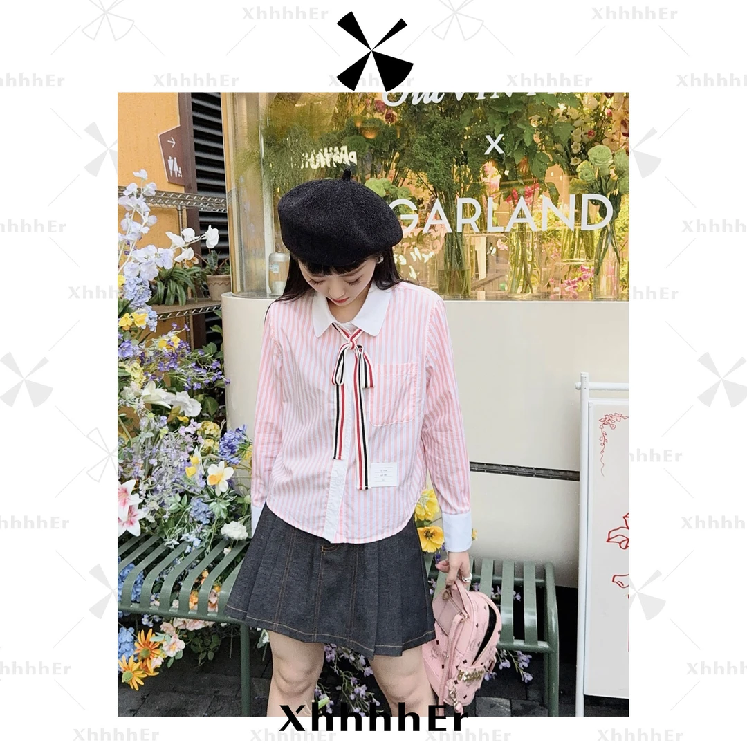 辛儿/小个子 “100匹马棉”25年百搭学院风清爽条纹衬衫XY2034