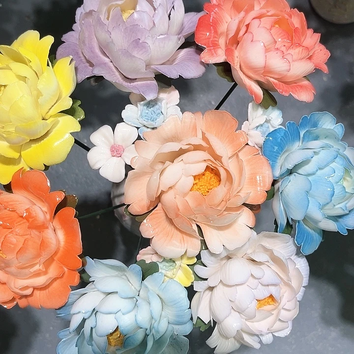 陶瓷花花摆件，花束
