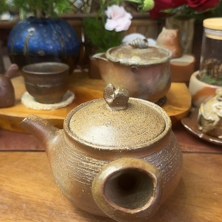 末石泰节备前烧侧把壶福利一口价