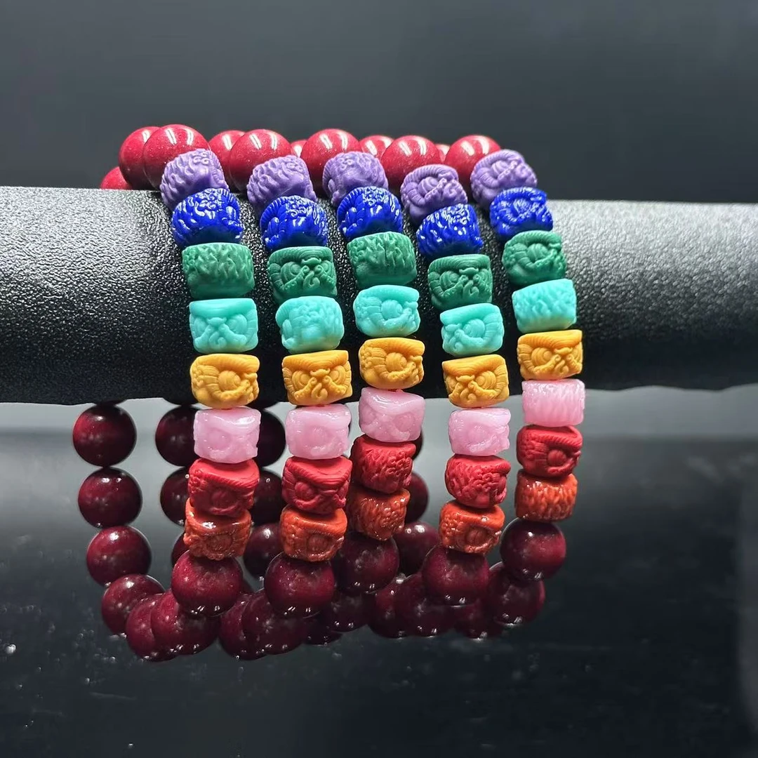 含辰砂工艺品ZZ024 辰砂带雕刻单圈手链 多样性发其一