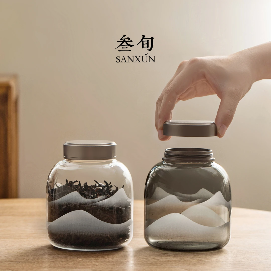 叁旬无争玻璃茶叶罐家用精品高档绿茶白茶普洱茶储茶罐防潮密封罐