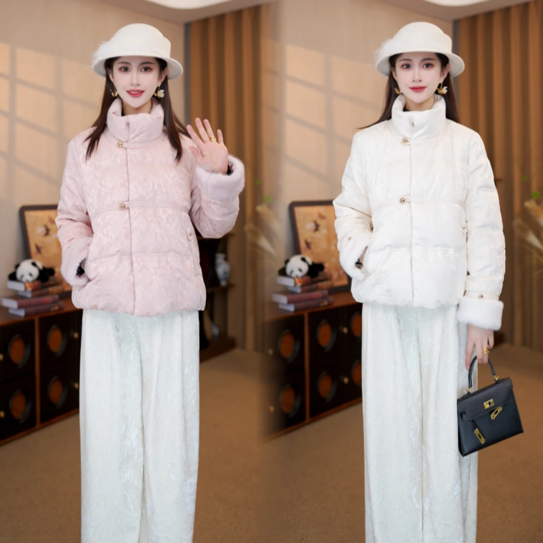 【含雪】新中式国风90白鸭绒羽绒服女冬季厚外套G9037