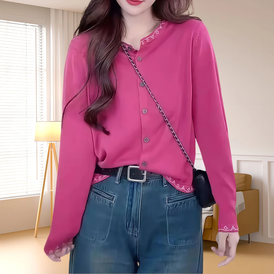 2025新款秋冬痞帅炸街风女装洋气针织外套玫红色打底针织衫女款