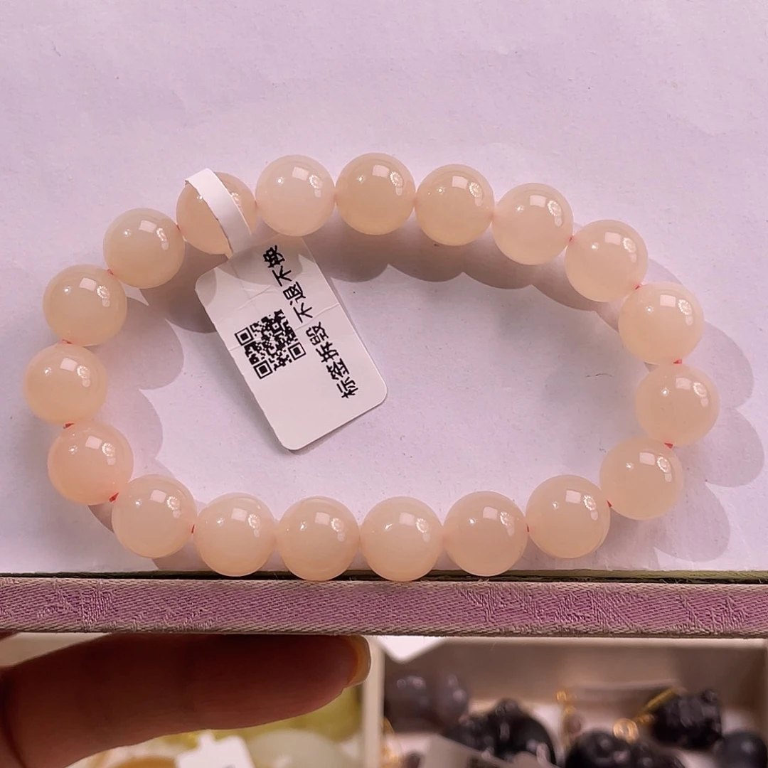 未镶嵌手串和田玉藕粉红粉手串10mm