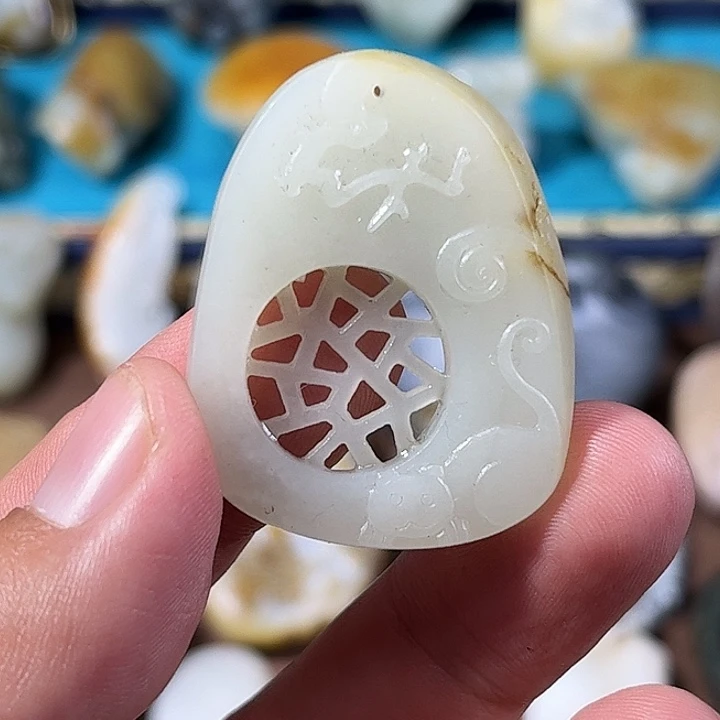 摩***羯和田玉未镶嵌挂件