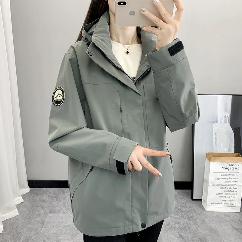 春秋薄款冲锋衣女户外单层防风防水外套新款男夹克情侣透气登山服