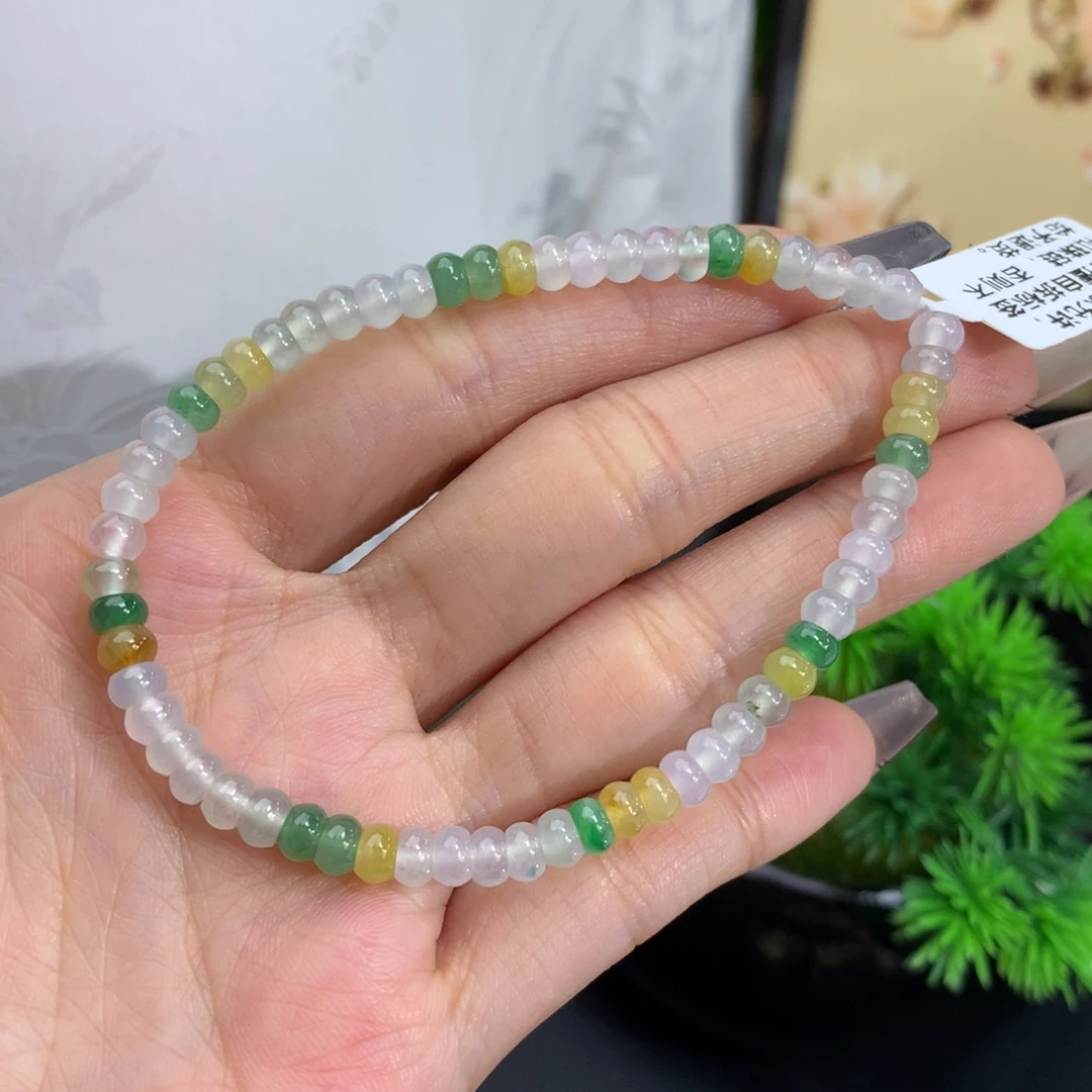 翡翠手链未镶嵌卡5.6冰胶算盘手串