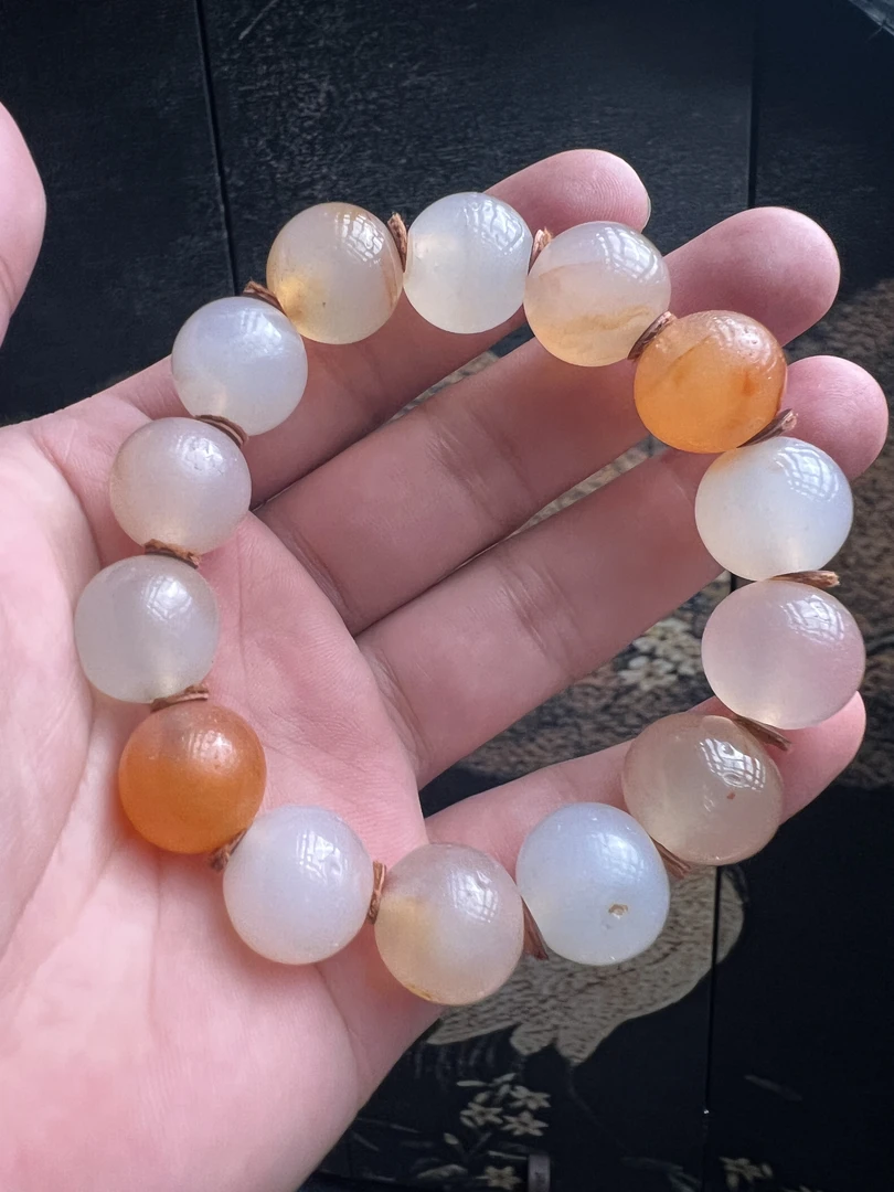 老玛瑙手串卡15+