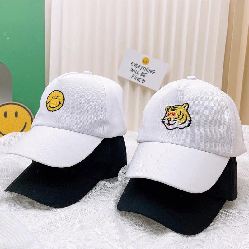 鸭舌帽儿童遮阳帽时尚百搭宝宝棒球帽运动帽个性笑脸出游帽子夏季