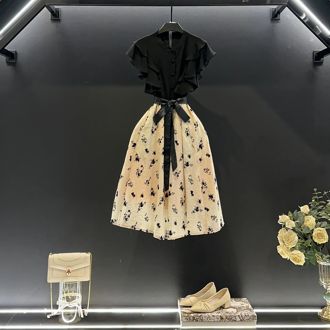 【vian专属】夏季新款高级感法时尚式优雅夏季奢华显瘦连衣裙L-A071