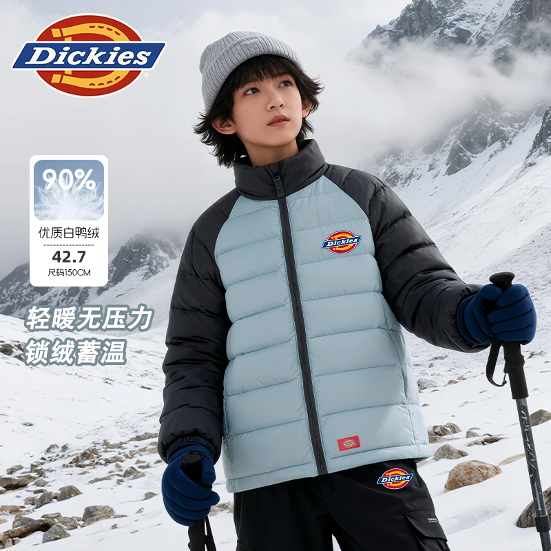 Dickies童装男童羽绒服冬季儿童抗寒90绒棉袄男孩白鸭绒潮款外套