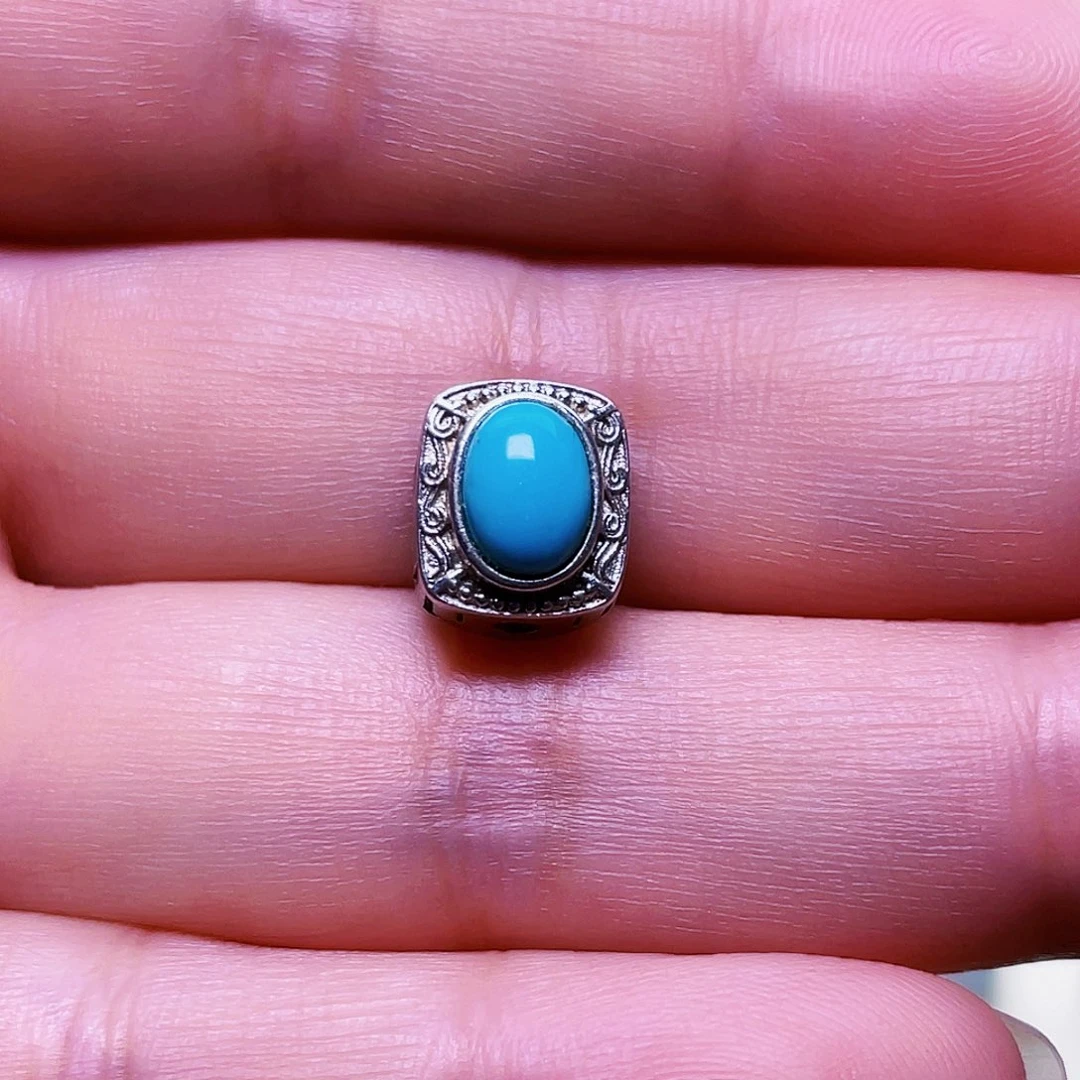 银S925镶嵌绿松石原矿绿松石