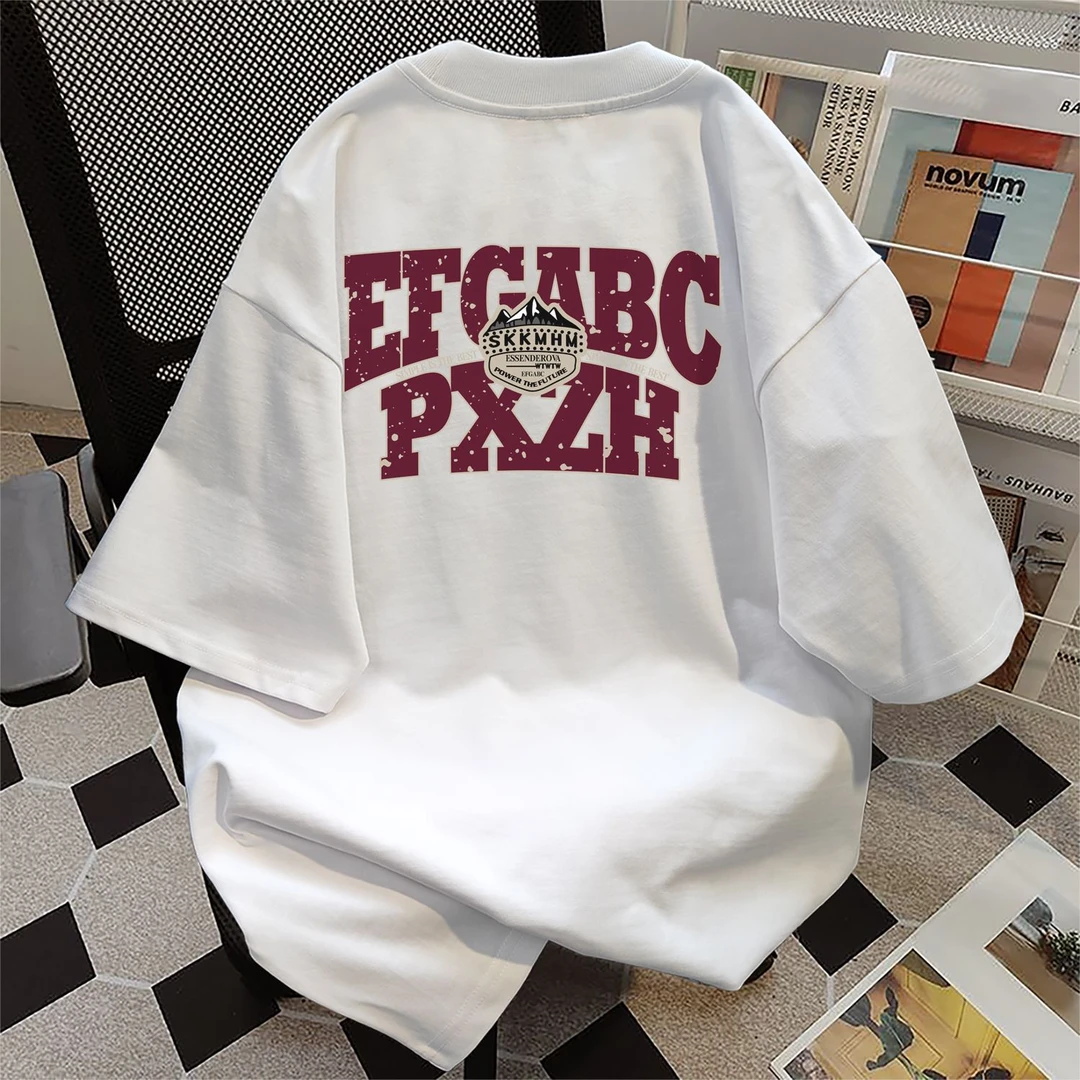 100%纯棉2025简约慵懒感字母印花短袖女小众潮牌t恤夏季百搭上衣