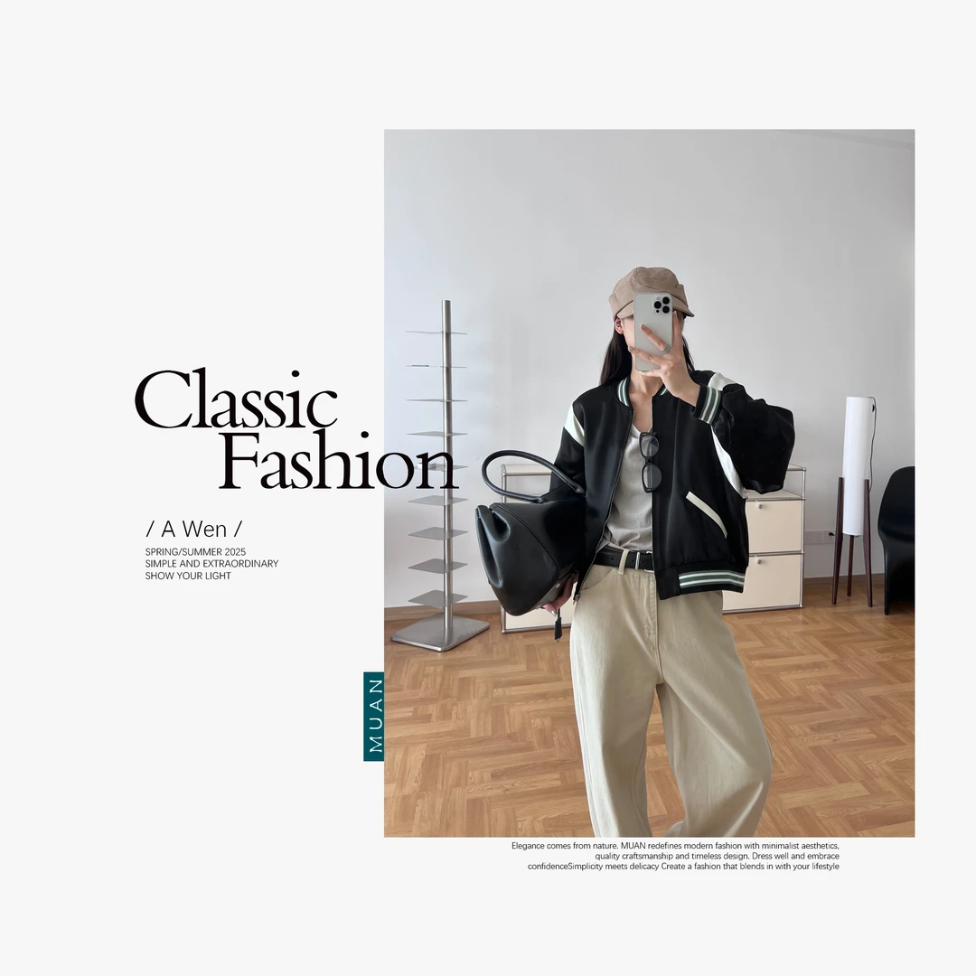 木岸MUAN：《老友记棒球服》定制高级长袖醋酸棒球服外套女YJ-23532