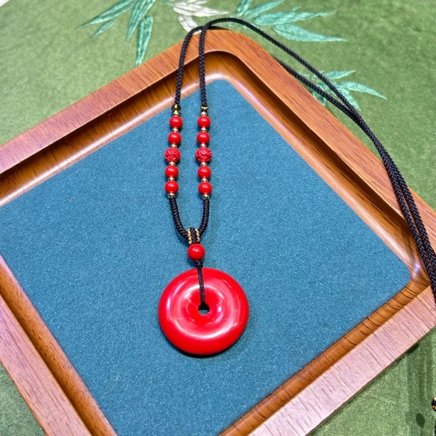 含辰砂工艺品高含量真朱砂水飞红砂紫金砂平安扣圆满吊坠381