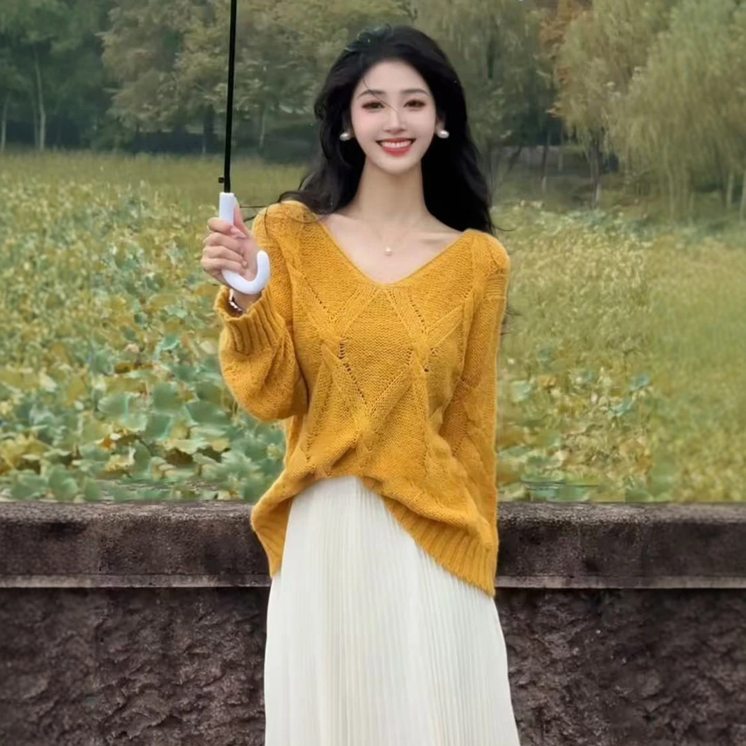 大码胖mm韩系时尚温柔针织衫女温柔风毛衣加百搭半身裙显瘦两件套