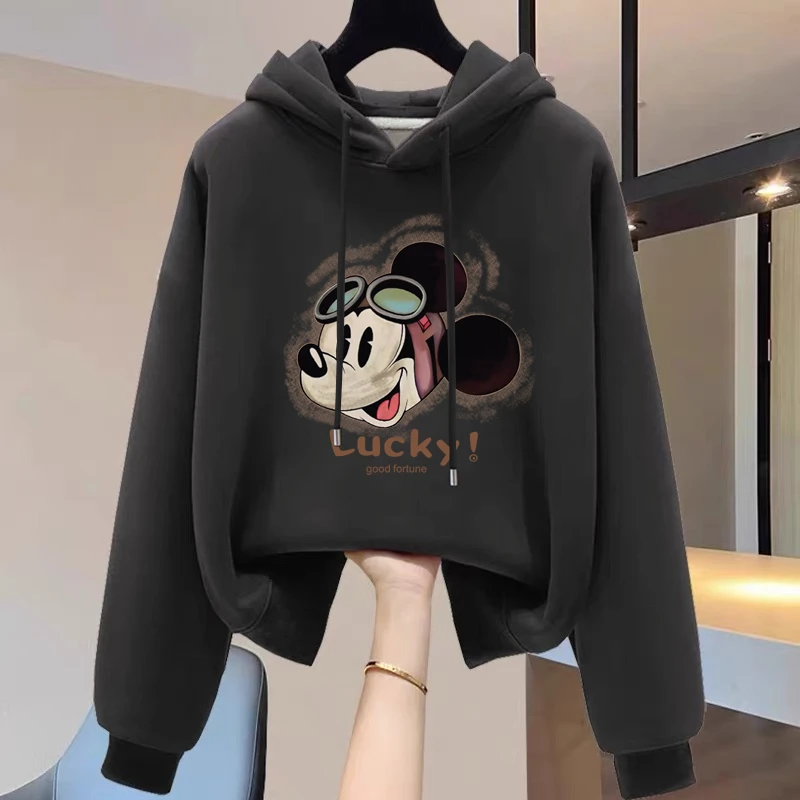 设计感小众秋冬新款2025加绒加厚套头连帽卫衣女短款宽松韩版外套