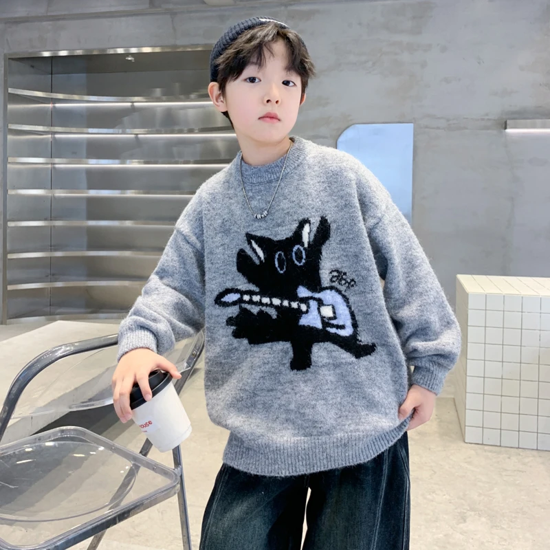 儿童装男童冬装加厚毛衣2025新款秋冬款中大童冬季时髦针织打底衫