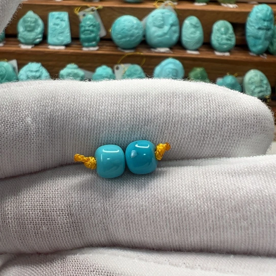 未镶嵌绿松石老型对珠6.3mm