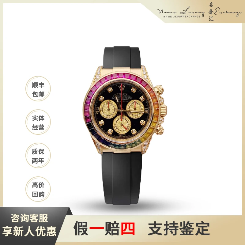 95新 Rolex/劳力士 迪通拿/单表/后钻/彩虹迪胶带/计时/表径40mm/