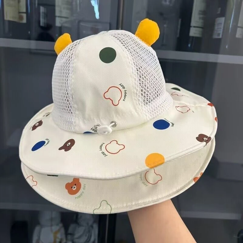 儿童帽子夏季薄款遮阳帽渔夫帽男童宝宝婴儿防晒可爱女童超萌盆帽